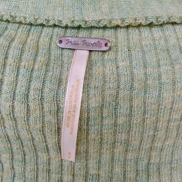 FREE PEOPLE Open Back Trendy Modern‎ Bohemian Ribbed Sage Sweater Fall Sz.S - Picture 3 of 5